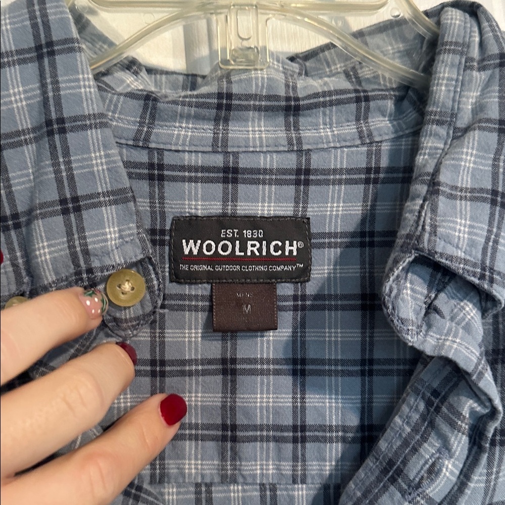 Woolrich men’s short sleeve button down blue size medium - Picture 4 of 5
